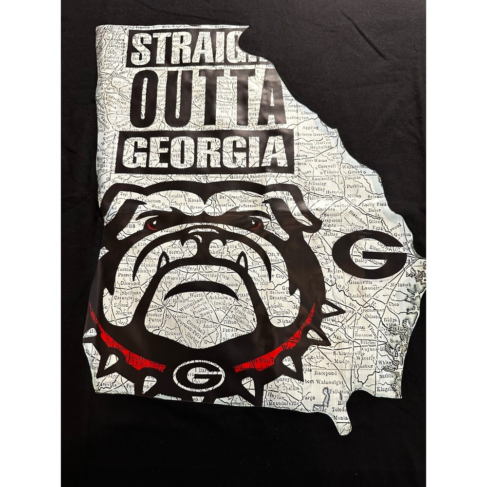 Straight Outta Georgia Bulldogs T-Shirt Black Graphic Tee Mens 2XL UGA Map